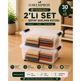 Die Grup Tr Lorempbox 30 Lt Tekerlekli Şeffaf Saklama Kutusu 2'li Set - 001-Renkli