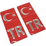 Die Grup Tr Plaka Arması Metal Etiket Sticker Kırmızı 2'li
