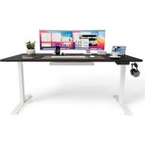 Die Grup Tr Uprise Comfort Çift Motorlu Yükseklik Ayarlı Masa (72–121 Cm) - Beyaz (Beyaz Ayak/siyah Tabla, 160X80 Cm) - 160 x 80 cm - Ahşap - Bej - Siyah