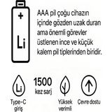 Die Grup Type-C Şarjlı 800MWH 1.5V Şarj Edilebilir 2’li Aaa Ince Pil - Lityum Iyon Batarya