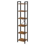 Die Grup Vasagle Raf, Kitaplık, Dikili Raf, DVD Rafı, 6 Seviyeli, Ofis Rafı, Açık Raflar, Ofis, Oturma Odası, Yatak Odası, Mutfak Için, 30 x 40 x 187,5 Cm, Vintage Kahverengi-Siyah LLS101B01