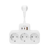 Die Grup Yüksek Voltaj Korumalı Priz, Duvar Tipi Kısa Kablolu Priz Çoğaltıcı, 3x Soket, 2x Type-C, 1x Usb, 16A, 3680W, 1050 Joule, Çocuk Korumalı, Isıya Dayanıklı Yapı (Beyaz) - Renkli