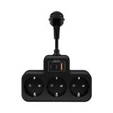 Die Grup Yüksek Voltaj Korumalı Priz, Duvar Tipi Kısa Kablolu Priz Çoğaltıcı, 3x Soket, 2x Type-C, 1x Usb, 16A, 3680W, 1050 Joule, Çocuk Korumalı, Isıya Dayanıklı Yapı (Siyah) - Renkli