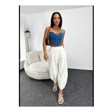 DIEANDMORE Gabardin Kumaş Kadın Şalvar Pantolon - Beyaz