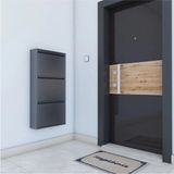 Dienni 3 Kapaklı Metal Ayakkabılık Antrasit Modern Tasarım Dayanıklı
