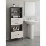 Dienni Arges Çok Amaçlı Dolap Mutfak Banyo Dolabı 3 Raflı 3 Çekmeceli 60X30X163 Antrasit-Aytaşı