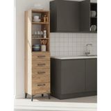 Dienni Arges Çok Amaçlı Dolap Mutfak Banyo Dolabı 3 Raflı 4 Çekmeceli 44X30X182 Çam-Çam - Atlas Çam