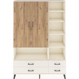 Dienni Arges Dolap 10 Raflı 4 Çekmeceli 2 Kapaklı 132 x 30 x 195 cm Aytaşı - Çam - Aytaşı