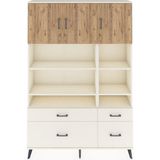 Dienni Arges Dolap 10 Raflı 4 Çekmeceli 3 Kapaklı 132X30X195 Aytaşı-Aytaşı/çam - Krem