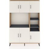 Dienni Arges Dolap 10 Raflı 6 Kapaklı 132X30X195 Çam-Antrasit/aytaşı - Atlas Çam