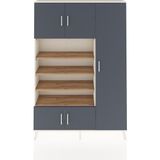 Dienni Arges Dolap 11 Raflı 5 Kapaklı 132X30X195 Aytaşı-Antrasit/çam - Krem