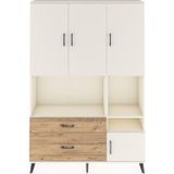 Dienni Arges Dolap 7 Raflı 2 Çekmeceli 4 Kapaklı 132 x 30 x 195 cm Aytaşı - Aytaşı - Çam