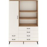 Dienni Arges Dolap 7 Raflı 6 Çekmeceli Tek Kapaklı 132X30X195 Çam-Aytaşı/aytaşı - Atlas Çam