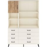 Dienni Arges Dolap 7 Raflı 8 Çekmeceli 1 Kapaklı 132 x 30 x 195 cm Aytaşı - Aytaşı - Çam