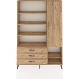 Dienni Arges Dolap 9 Raflı 3 Çekmeceli Tek Kapaklı 132X30X195 Çam-Çam/çam - Atlas Çam