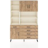 Dienni Arges Dolap 9 Raflı 5 Çekmeceli 3 Kapaklı 132X30X195 Aytaşı-Çam/çam - Krem