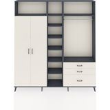 Dienni Arges Gardrop 9 Raflı 3 Çekmeceli 2 Askılı 220X30X243 Antrasit-Aytaşı