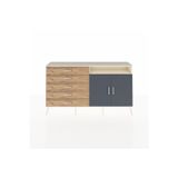 Dienni Arges Konsol 2 Raflı 5 Çekmeceli 2 Kapaklı 176x30x99 Antrasit-Aytaşı/Çam