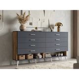 Dienni Arges Konsol 8 Çekmeceli 176X30x99 Çam-Antrasit