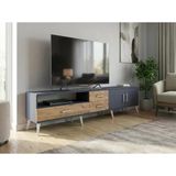 Dienni Arges Tv Ünitesi 2 Raflı 3 Çekmeceli 2 Kapaklı 220X30x51 Antrasit-Antrasit/Çam