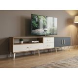 Dienni Arges Tv Ünitesi 2 Raflı 3 Çekmeceli 2 Kapaklı 220X30x51 Çam-Aytaşı/Antrasit