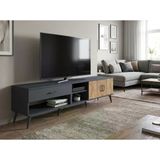 Dienni Arges Tv Ünitesi 2 Raflı Tek Çekmeceli 2 Kapaklı 220X30x51 Antrasit-Çam/Antrasit