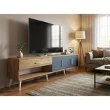 Dienni Arges Tv Ünitesi 2 Raflı Tek Çekmeceli 3 Kapaklı 220X30x51 Çam-Antrasit/Çam