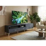 Dienni Arges Tv Ünitesi 3 Raflı 2 Çekmeceli 2 Kapaklı 220X30x51 Antrasit-Antrasit
