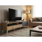 Dienni Arges Tv Ünitesi 3 Raflı 2 Çekmeceli 2 Kapaklı 220X30x51 Çam-Antrasit/Çam