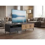 Dienni Arges Tv Ünitesi 3 Raflı Tek Çekmeceli 3 Kapaklı 220X30x51 Antrasit-Çam/Antrasit