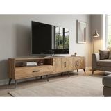 Dienni Arges Tv Ünitesi 3 Raflı Tek Çekmeceli 3 Kapaklı 220X30x51 Çam-Çam