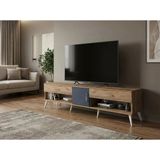 Dienni Arges Tv Ünitesi Tek Raflı 2 Çekmeceli Tek Kapaklı 220X30x51 Çam-Antrasit/Çam