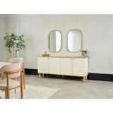 Dienni Bohem Modern Konsol Ve Ayna Seti - 180 Cm Genişlik - 4 Kapaklı Yemek Odası Şifonyeri Ve Dekoratif Oval Ayna