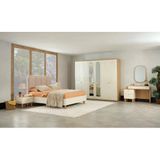 Dienni Bohem Modern Yatak Odası Takımı - 6 Kapaklı Gardırop, Şifonyer & Ayna, 2 Komodin Ve 160X200 Karyola + Başlık Seti Teşhir