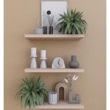 Dienni Dekoratif 3'Lü Uçan Duvar Rafı, Gizli Bağlantılı Raf, Aksesuar Rafı Masif 35X12X2 Cm