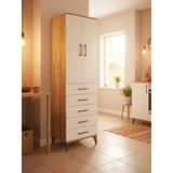 Dienni Hyperion Çok Amaçlı Dolap Mutfak Banyo Dolabı 3 Raflı 5 Çekmeceli 2 Kapaklı 60X44X195 Çam-Aytaşı - Atlas Çam