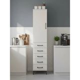 Dienni Hyperion Çok Amaçlı Dolap Mutfak Banyo Dolabı Tek Raflı 5 Çekmeceli Tek Askılı 44X44X195 Aytaşı-Aytaşı - Krem