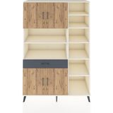 Dienni Hyperion Dolap 10 Raflı Tek Çekmeceli 4 Kapaklı 132X44X195 Aytaşı-Çam/antrasit - Krem