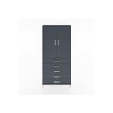 Dienni Hyperion Dolap 3 Raflı 5 Çekmeceli 2 Kapaklı 88 x 44 x 195 cm Antrasit - Antrasit