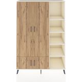 Dienni Hyperion Dolap 6 Raflı 4 Kapaklı Tek Askılı 132X44X195 Aytaşı-Çam/aytaşı - Krem