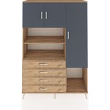 Dienni Hyperion Dolap 8 Raflı 4 Çekmeceli 3 Kapaklı 132X44X195 Çam-Antrasit/çam - Atlas Çam