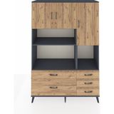 Dienni Hyperion Dolap 8 Raflı 5 Çekmeceli 3 Kapaklı 132X44X195 Antrasit-Çam/çam
