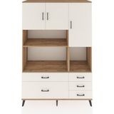 Dienni Hyperion Dolap 8 Raflı 5 Çekmeceli 3 Kapaklı 132X44X195 Çam-Aytaşı/aytaşı - Atlas Çam