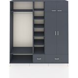 Dienni Hyperion Gardrop 12 Raflı 2 Çekmeceli 2 Askılı 220X44X243 Antrasit-Antrasit/antrasit