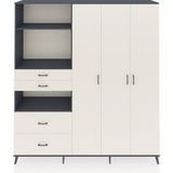 Dienni Hyperion Gardrop 12 Raflı 4 Çekmeceli Tek Askılı 220X44X243 Antrasit-Aytaşı/aytaşı
