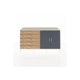 Dienni Hyperion Konsol 2 Raflı 5 Çekmeceli 2 Kapaklı 176x44x99 Aytaşı-Antrasit/Çam