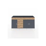 Dienni Hyperion Konsol 2 Raflı 5 Çekmeceli 3 Kapaklı 176x44x99 Antrasit-Antrasit/Çam