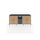 Dienni Hyperion Konsol 3 Raflı 3 Çekmeceli 4 Kapaklı 220 x 44 x 99 cm Antrasit - Antrasit - Çam