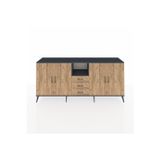 Dienni Hyperion Konsol 3 Raflı 3 Çekmeceli 4 Kapaklı 220 x 44 x 99 cm Çam - Antrasit