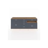 Dienni Hyperion Konsol 3 Raflı 6 Çekmeceli 4 Kapaklı 220 x 44 x 99 cm Antrasit - Çam